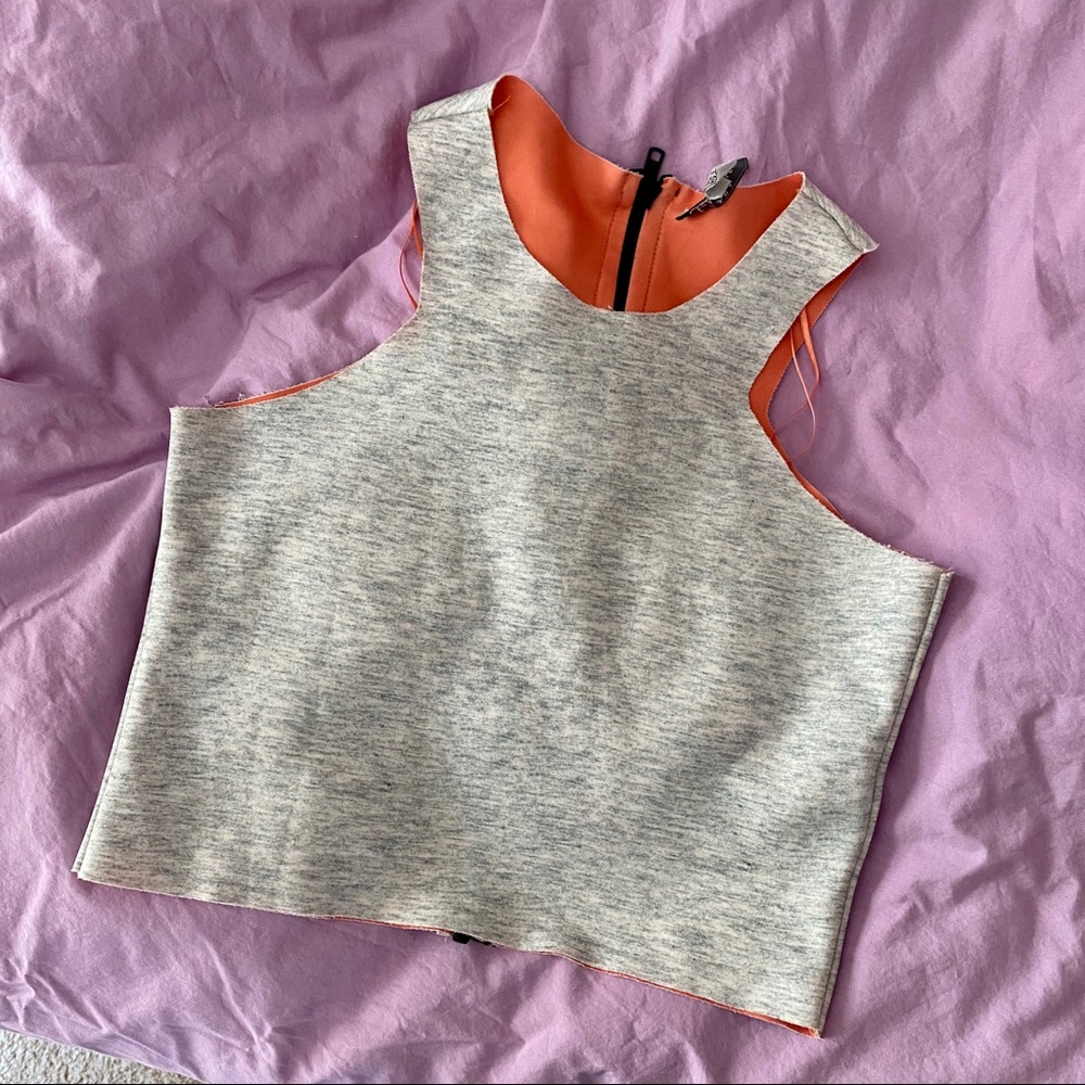 Zara Trafaluc Gray Lasercut Crop Top